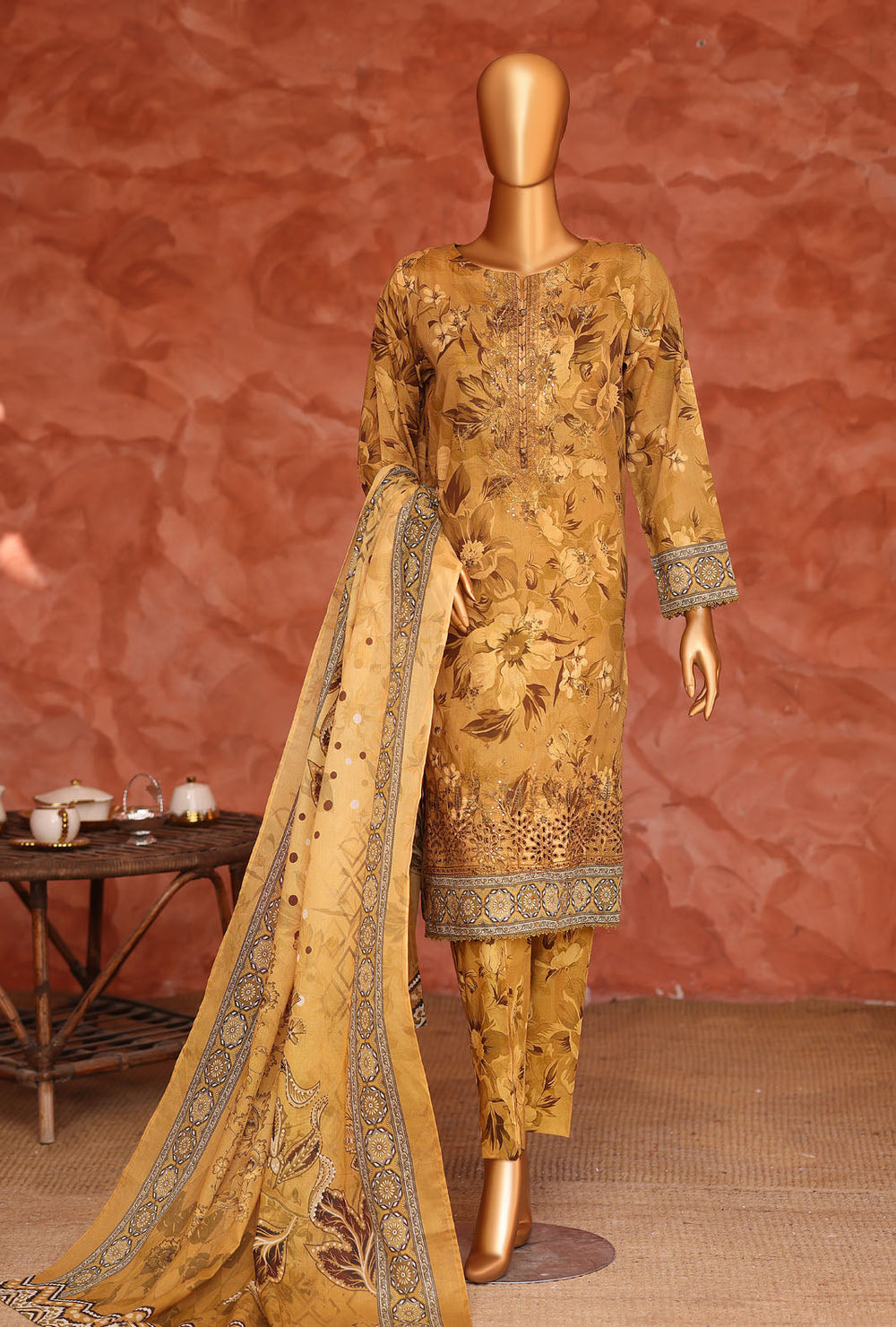Elegant by HZ Textiles Unstitched Embroidered Lawn 3 Piece Suit EC-1054 Festive Collection