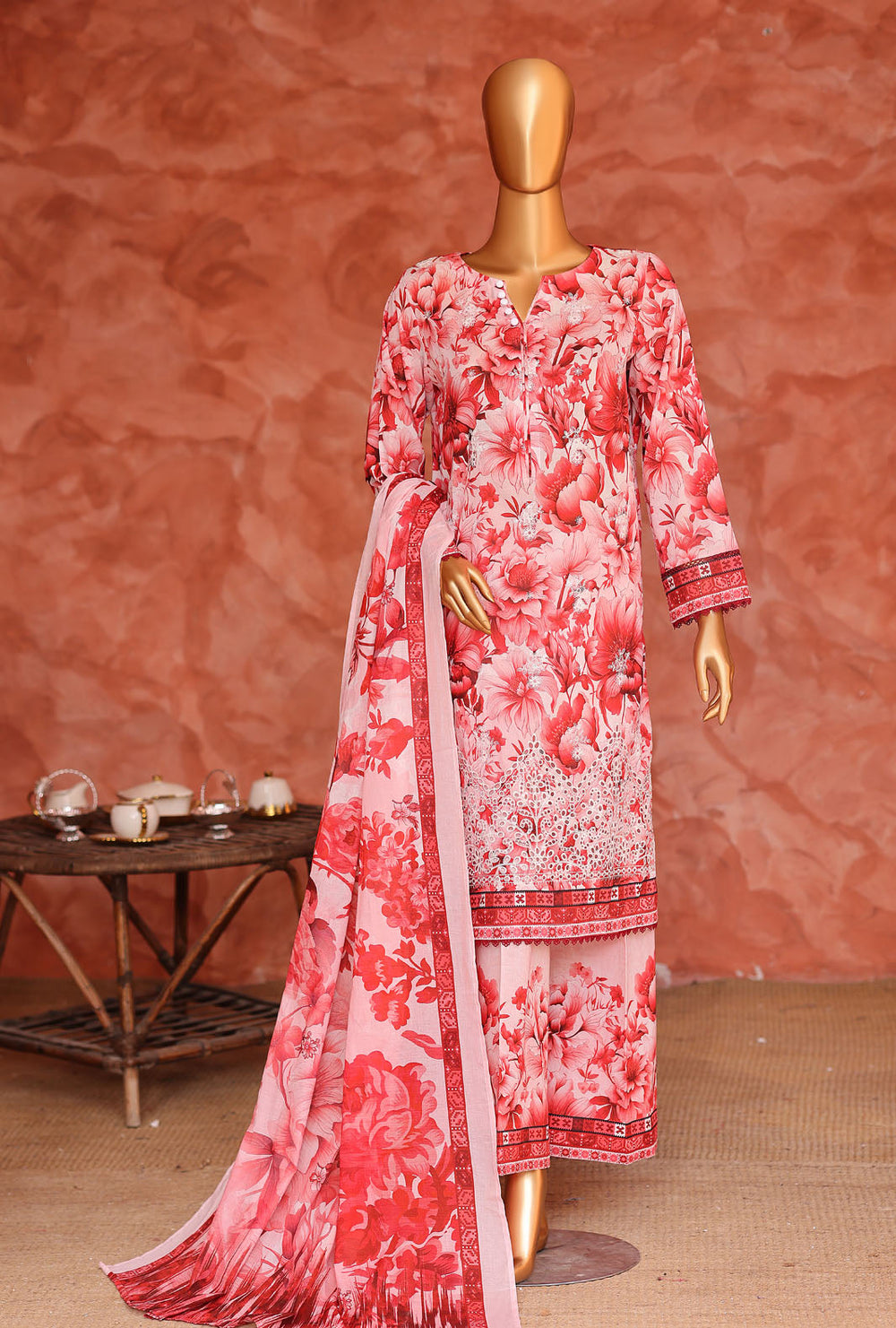 Elegant by HZ Textiles Unstitched Embroidered Lawn 3 Piece Suit EC-1055 Festive Collection
