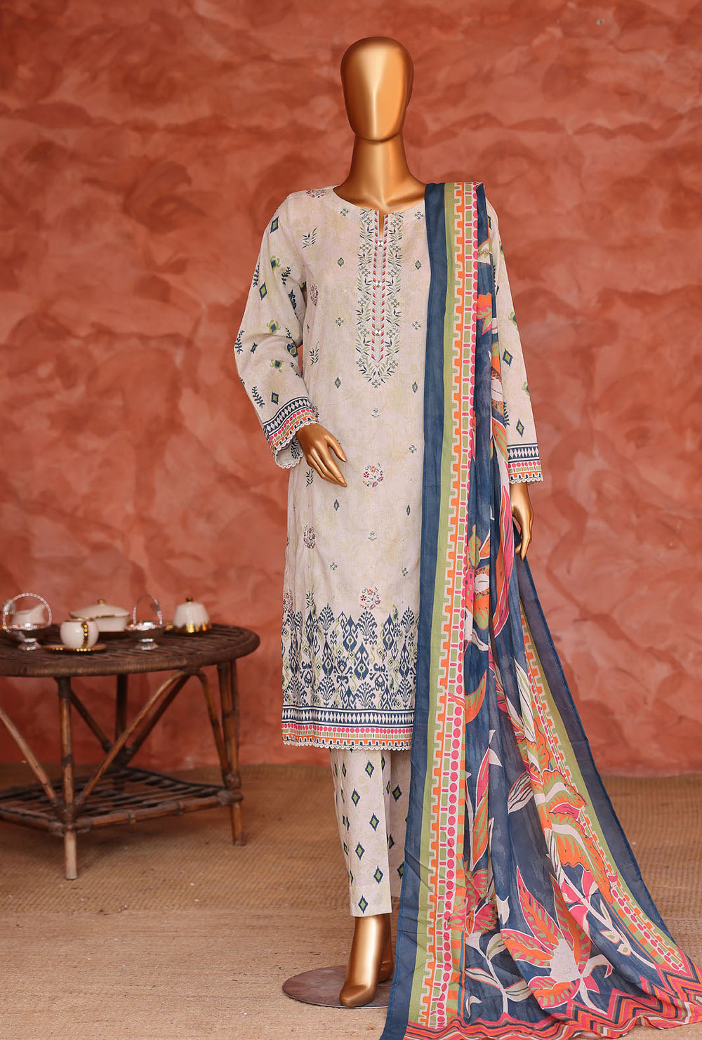 Elegant by HZ Textiles Unstitched Embroidered Lawn 3 Piece Suit EC-1057 Festive Collection