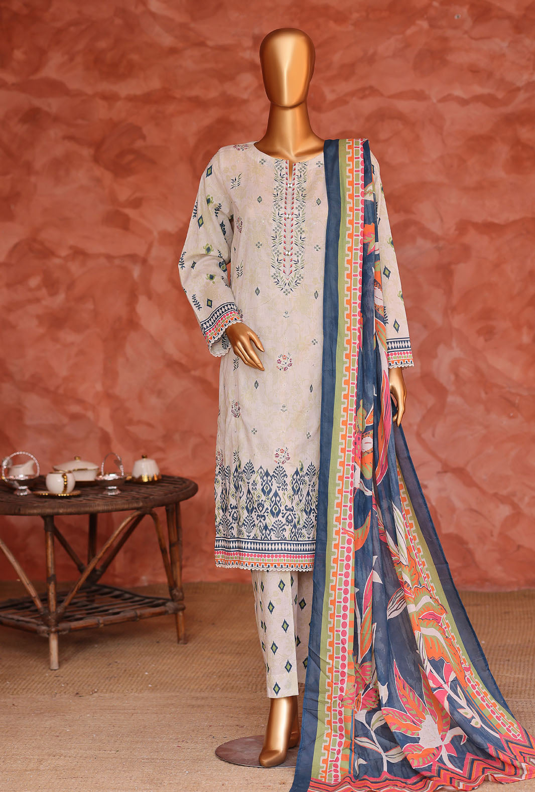 Elegant by HZ Textiles Unstitched Embroidered Lawn 3 Piece Suit EC-1057 Festive Collection