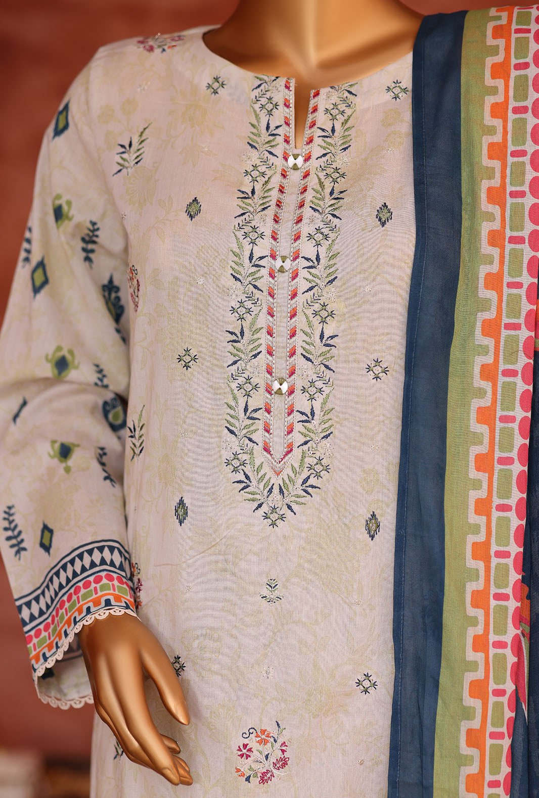 Elegant by HZ Textiles Unstitched Embroidered Lawn 3 Piece Suit EC-1057 Festive Collection