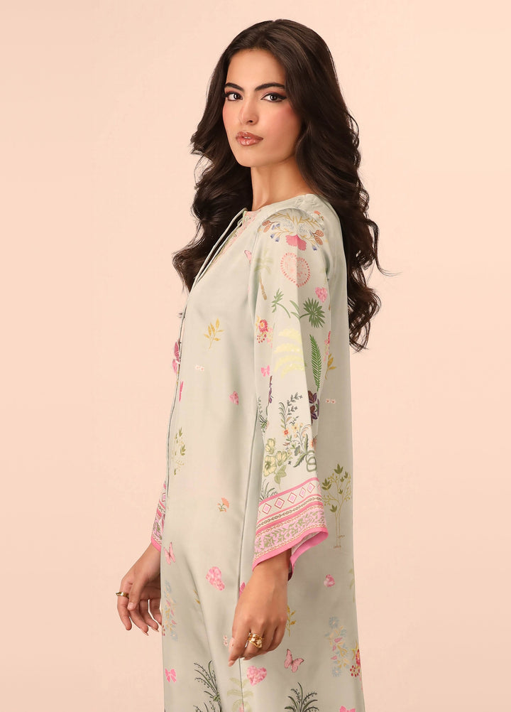 Essential Edit by Raum by Sarb RTW Printed Charmeuse Silk Kaftaan Suit RS26REE ED-02 Mint Green - Casual Collection