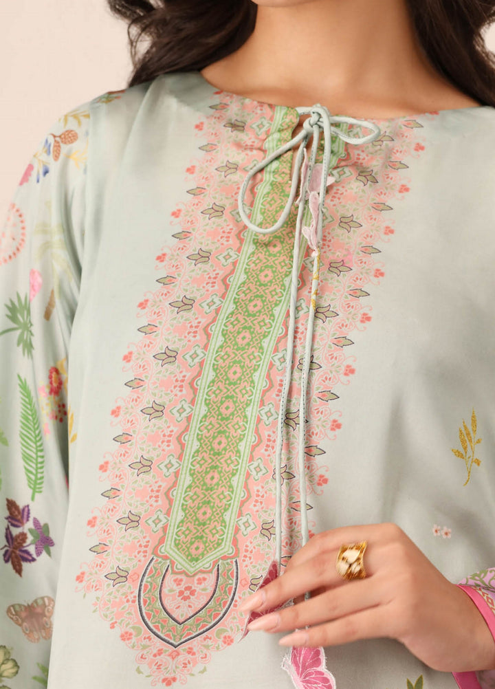 Essential Edit by Raum by Sarb RTW Printed Charmeuse Silk Kaftaan Suit RS26REE ED-02 Mint Green - Casual Collection