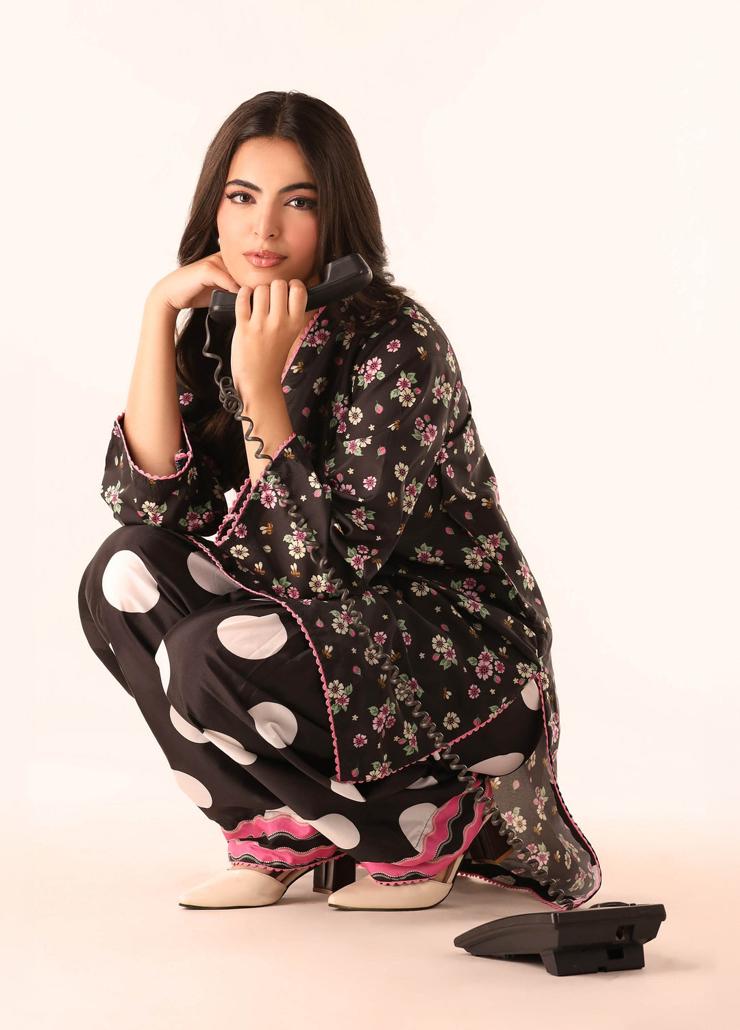 Essential Edit by Raum by Sarb RTW Printed Grip Silk 2 Piece Suit RS26REE ED-03 Black - Casual Collection