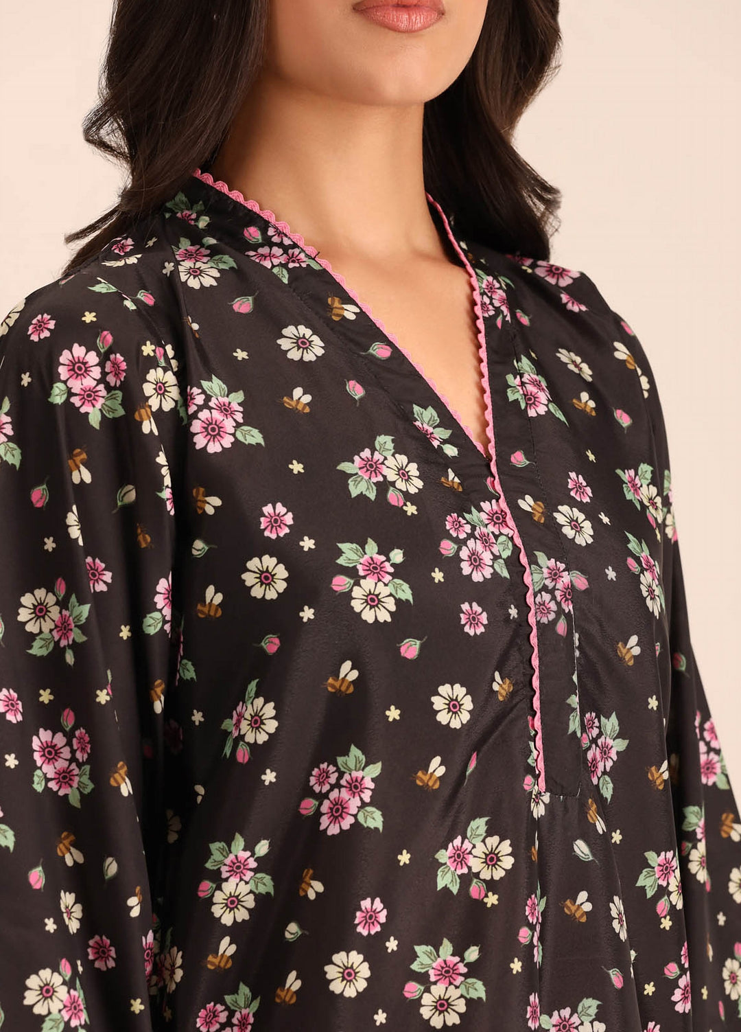 Essential Edit by Raum by Sarb RTW Printed Grip Silk 2 Piece Suit RS26REE ED-03 Black - Casual Collection