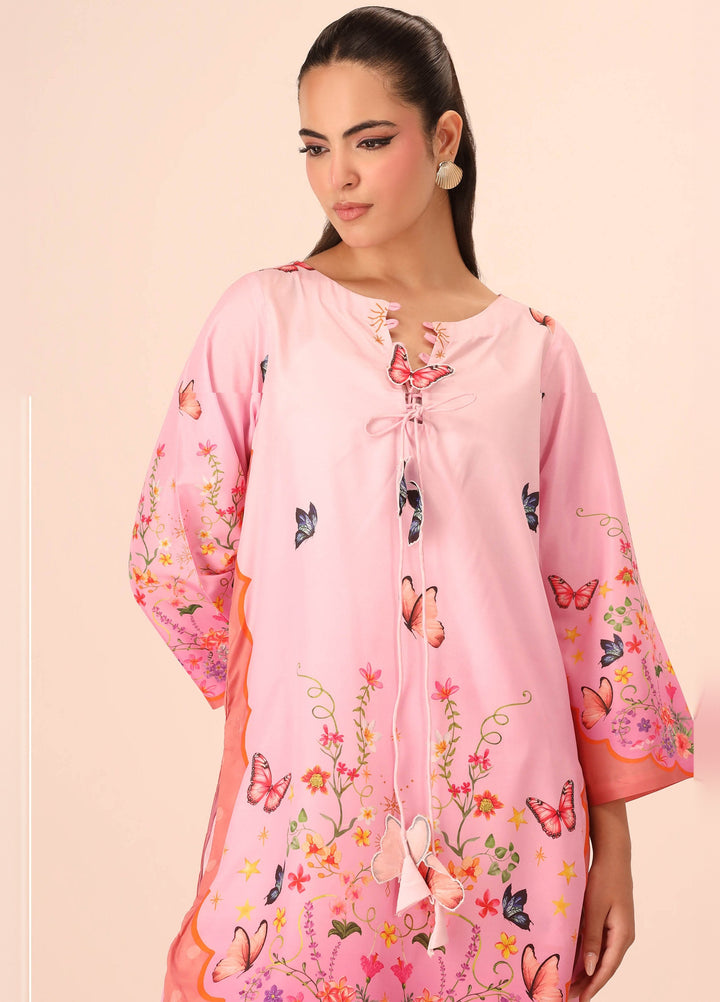 Essential Edit by Raum by Sarb RTW Printed Grip Silk 2 Piece Suit RS26REE ED-04 Coral Pink - Casual Collection