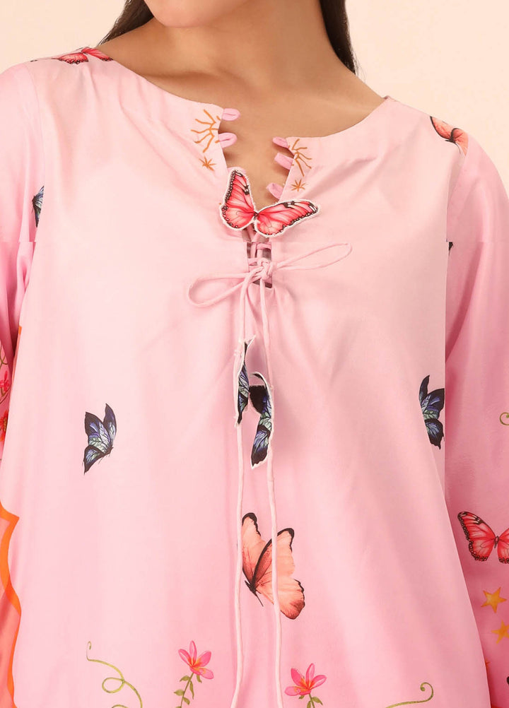 Essential Edit by Raum by Sarb RTW Printed Grip Silk 2 Piece Suit RS26REE ED-04 Coral Pink - Casual Collection