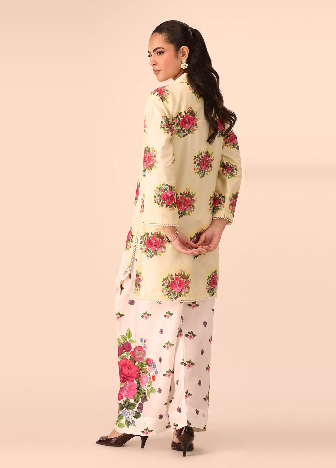 Essential Edit by Raum by Sarb RTW Printed Grip Silk 2 Piece Suit RS26REE ED-05 Butter Yellow - Casual Collection
