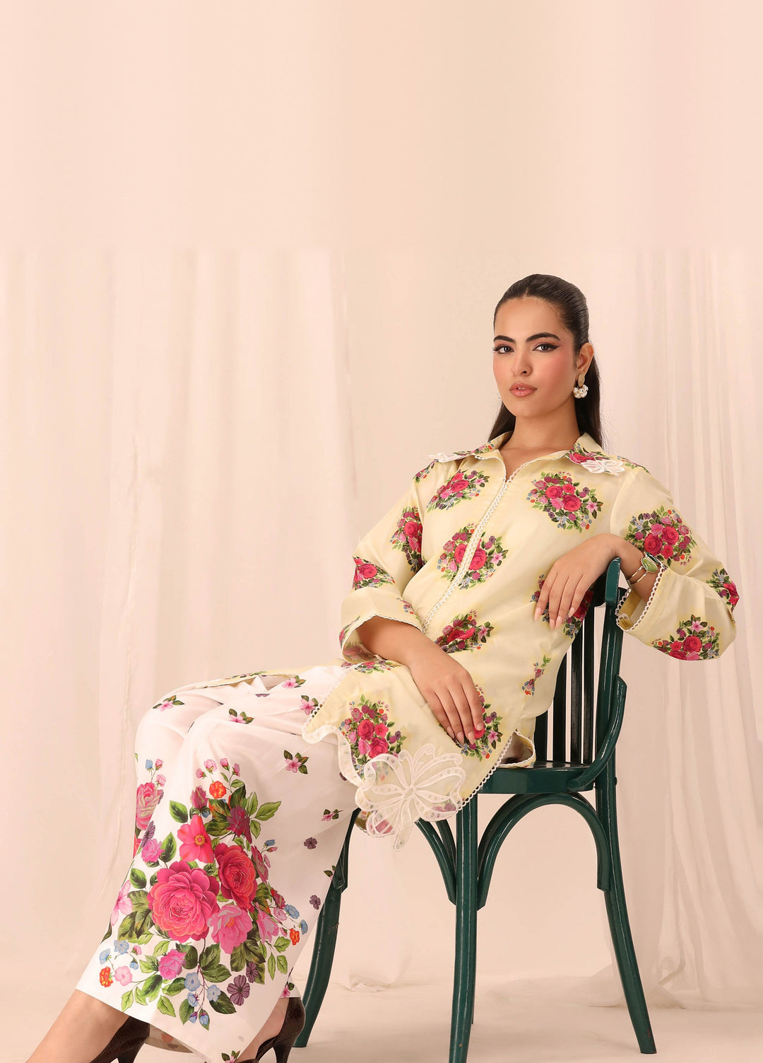 Essential Edit by Raum by Sarb RTW Printed Grip Silk 2 Piece Suit RS26REE ED-05 Butter Yellow - Casual Collection