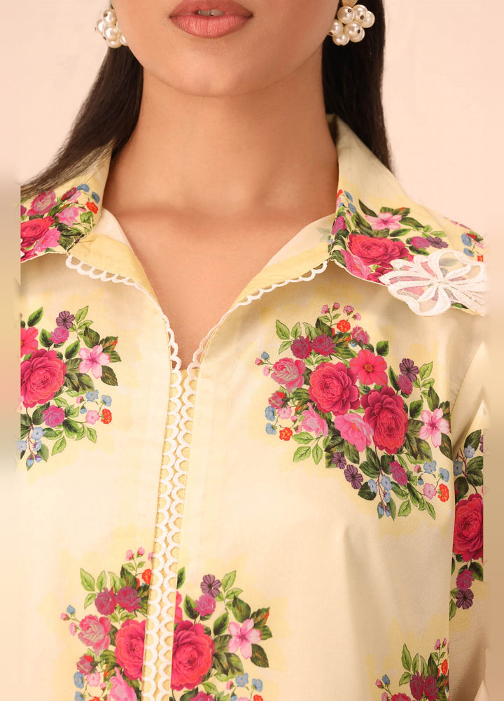 Essential Edit by Raum by Sarb RTW Printed Grip Silk 2 Piece Suit RS26REE ED-05 Butter Yellow - Casual Collection
