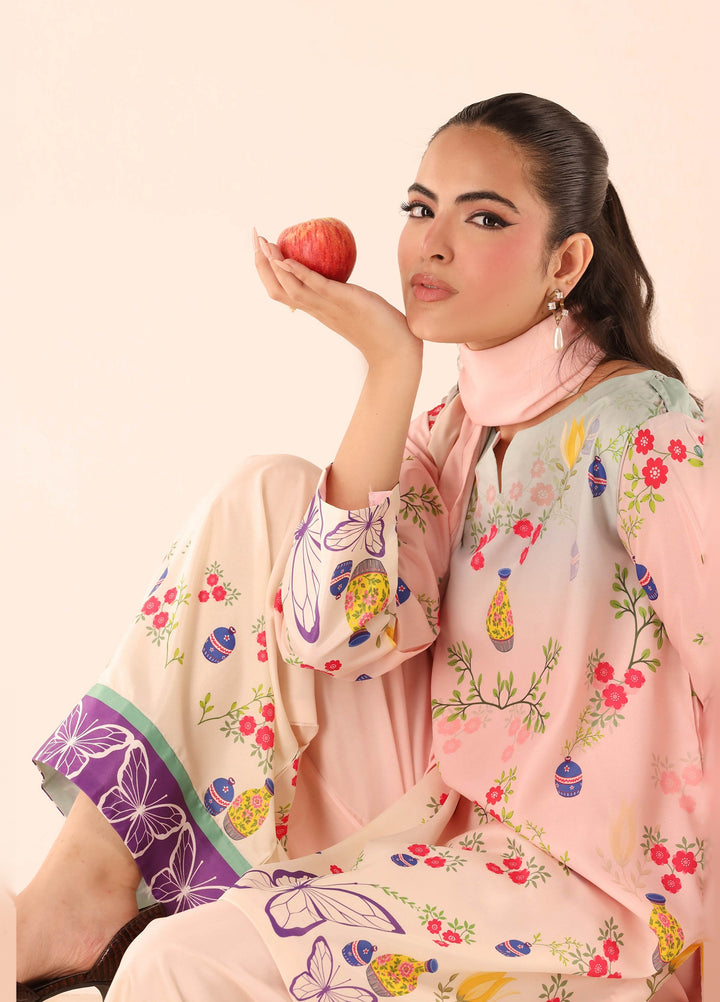 Essential Edit by Raum by Sarb RTW Printed Grip Silk 3 Piece Suit RS26REE ED-06 Off White - Casual Collection
