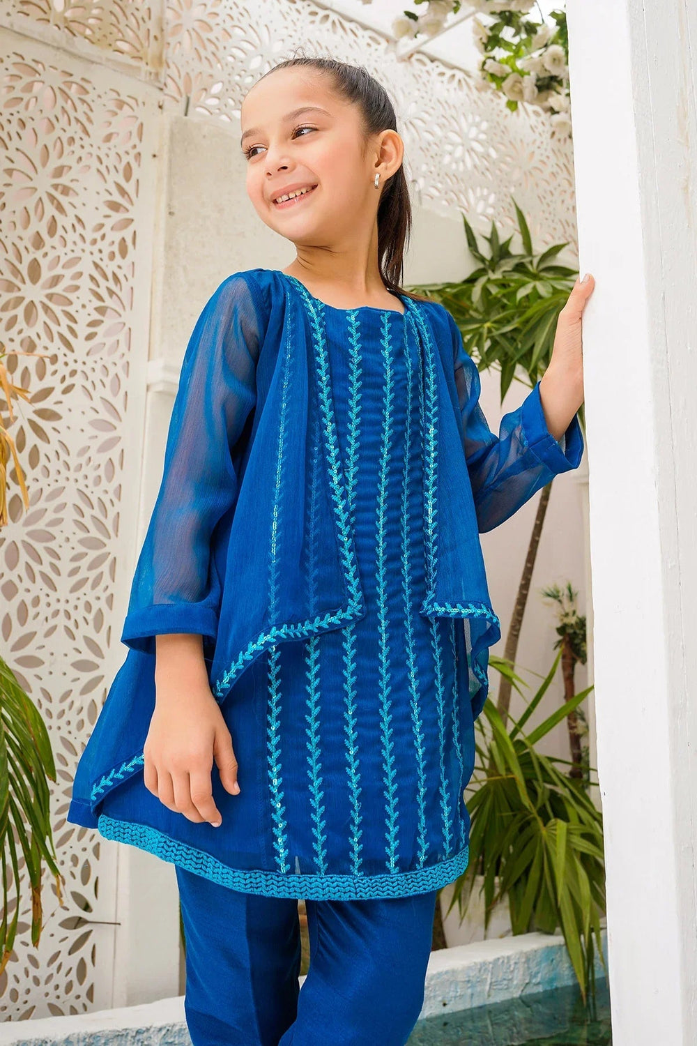 Ochre RTW Embroidered Girls 2 Piece Chiffon  OFW-EM-12 - Summer Collection