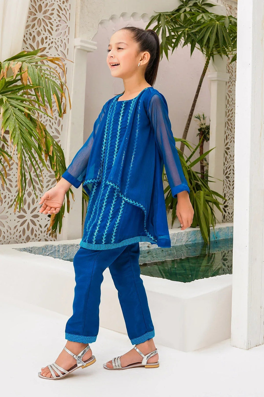 Ochre RTW Embroidered Girls 2 Piece Chiffon  OFW-EM-12 - Summer Collection