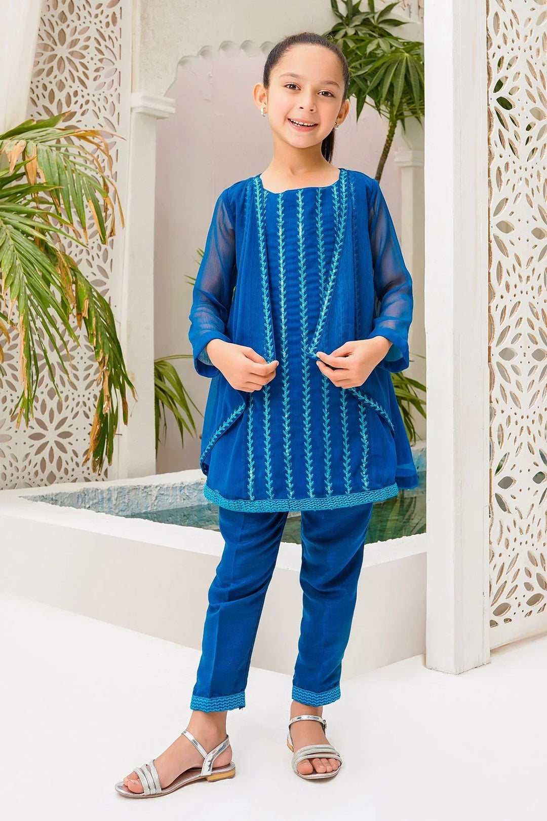 Ochre RTW Embroidered Girls 2 Piece Chiffon  OFW-EM-12 - Summer Collection