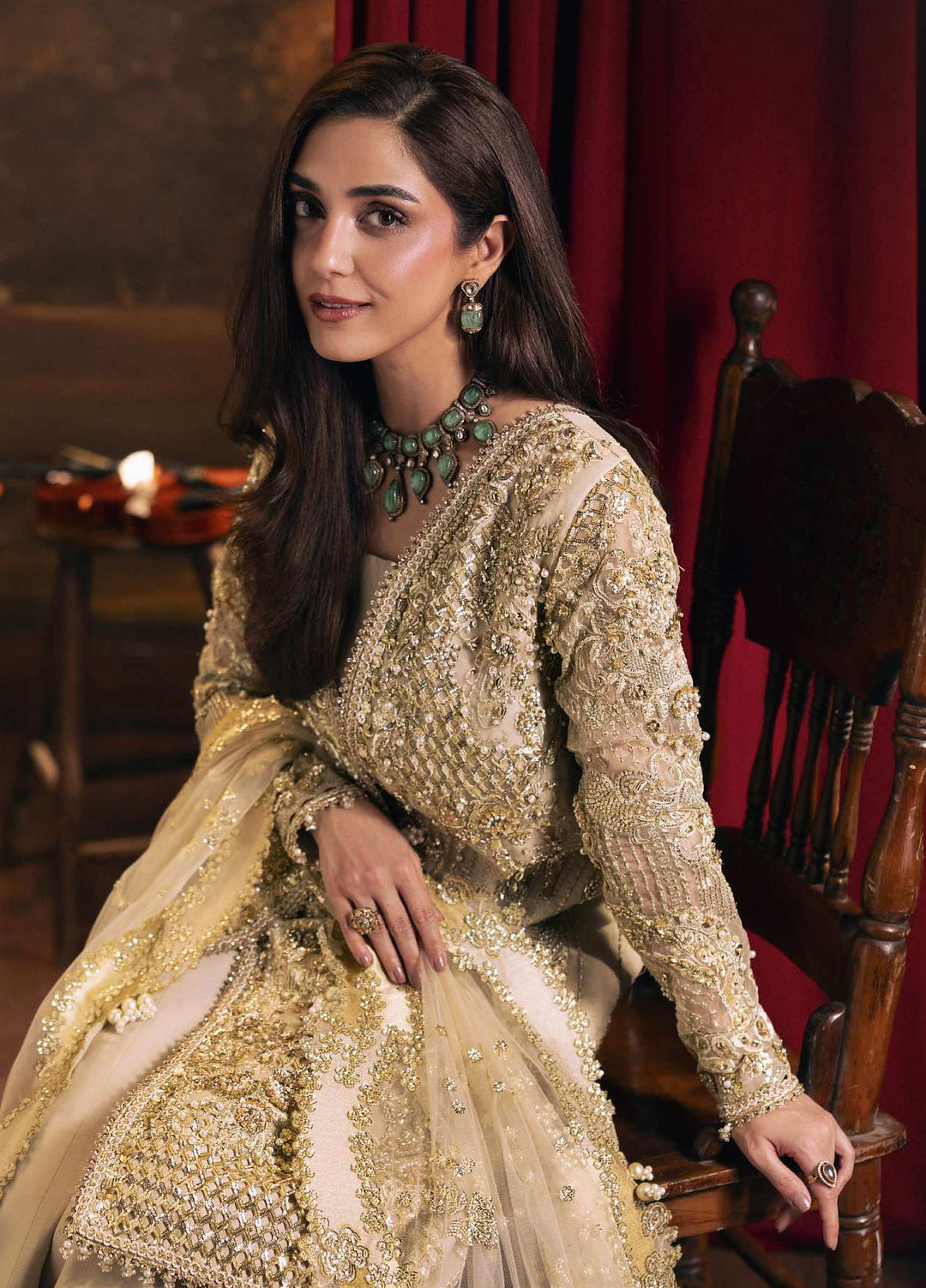 Seranade by Elaf Unstitched Embroidered Organza 3 Piece Suit EL26USW Opera FHM 01 - Wedding Collection