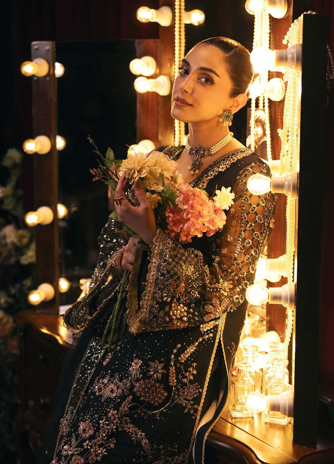 Seranade by Elaf Unstitched Embroidered Poly Net 3 Piece Suit EL26USW Masquerade EHM 05 - Wedding Collection
