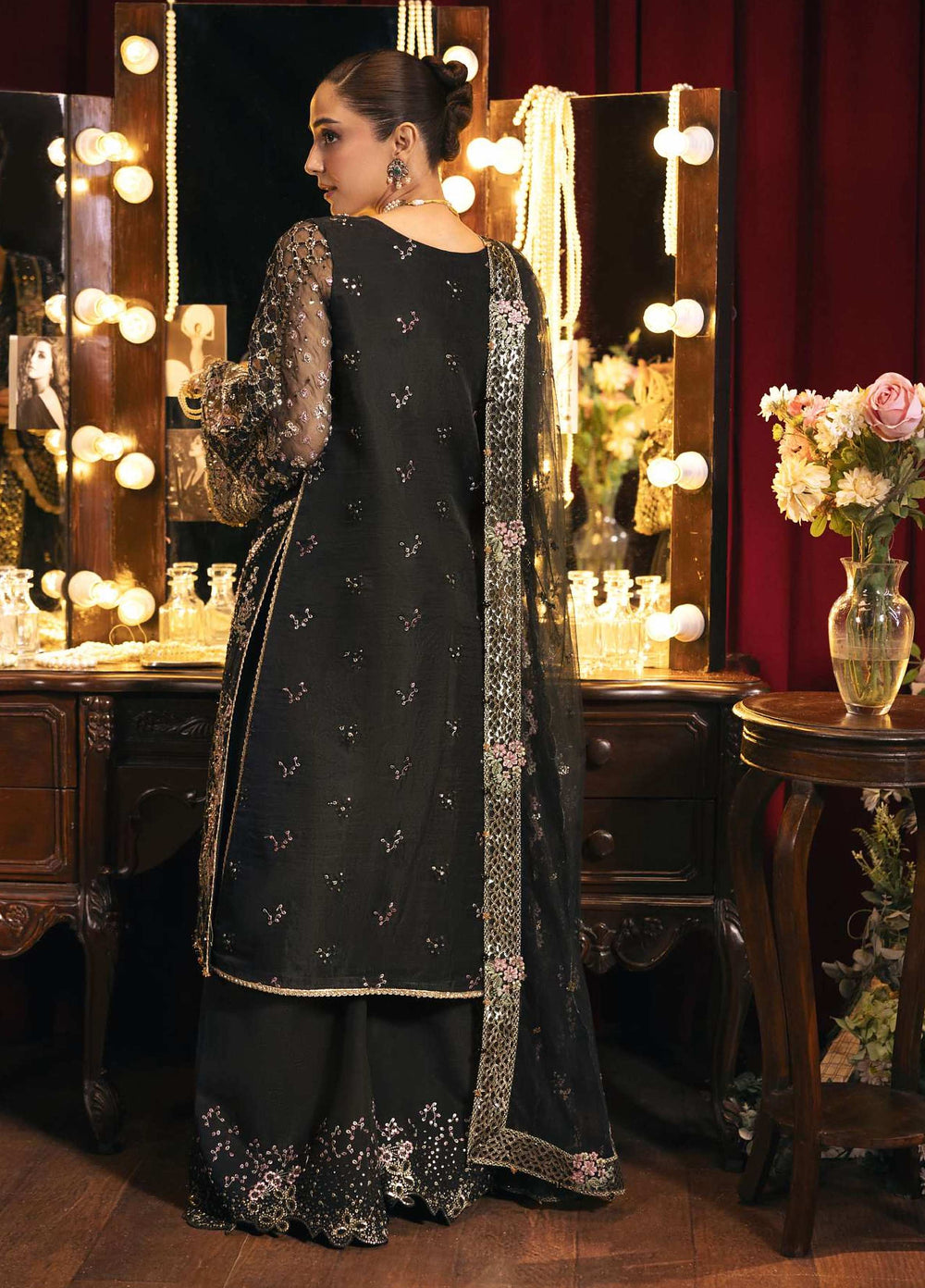 Seranade by Elaf Unstitched Embroidered Poly Net 3 Piece Suit EL26USW Masquerade EHM 05 - Wedding Collection