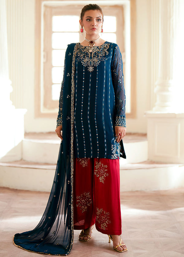 Elinor by Sahane Pret Embroidered Chiffon 3 Piece Suit EL-1807 Megeve - Festive Collection