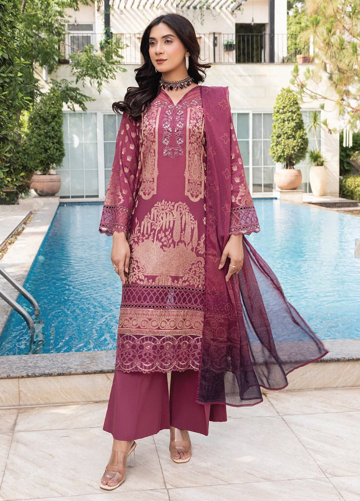Zuri Pret Embroidered Lawn 3 Piece Suit Emaan JK-21 Mauve