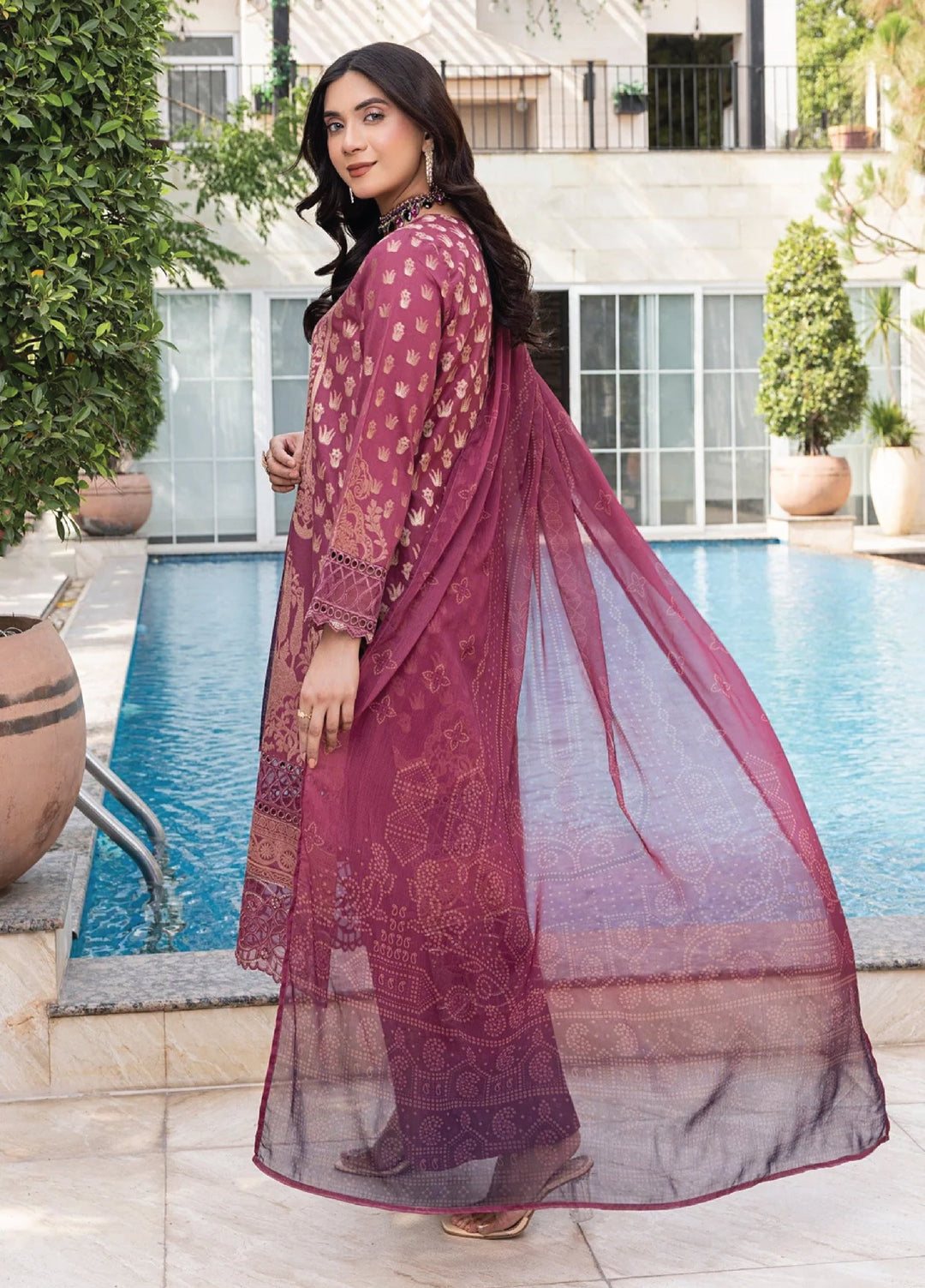 Zuri Pret Embroidered Lawn 3 Piece Suit Emaan JK-21 Mauve