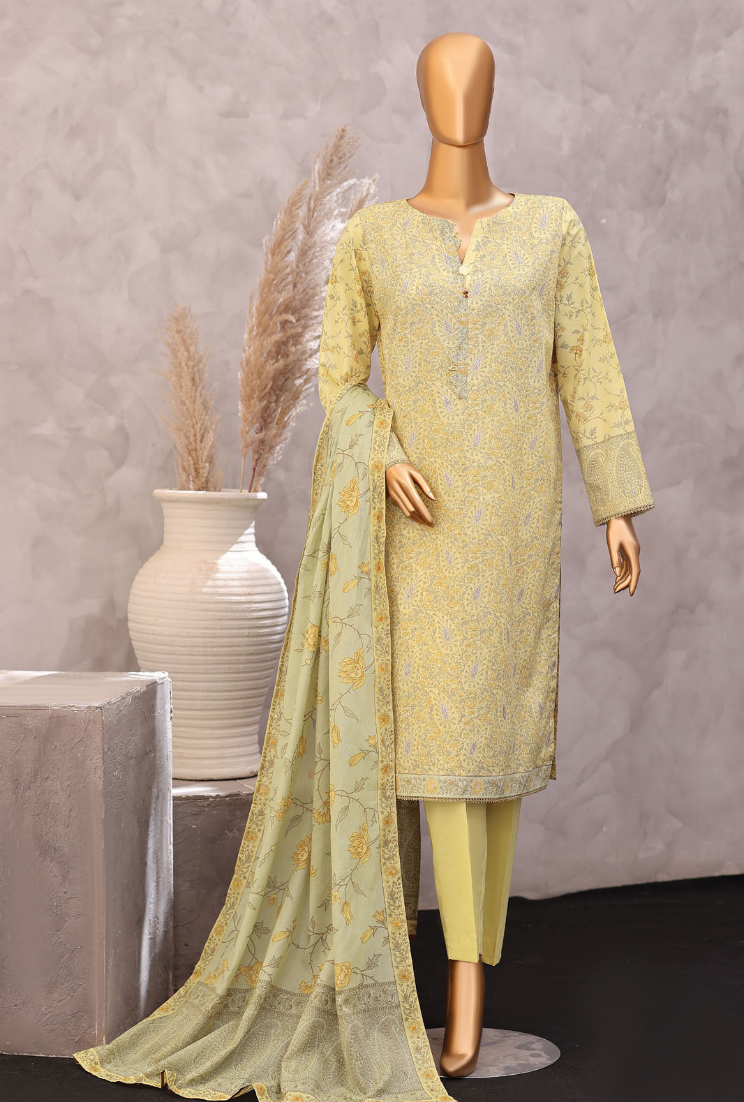 Exclusive by HZ Textiles Unstitched Printed Lawn 3 Piece Suit EPC-7058 - Casual Collection
