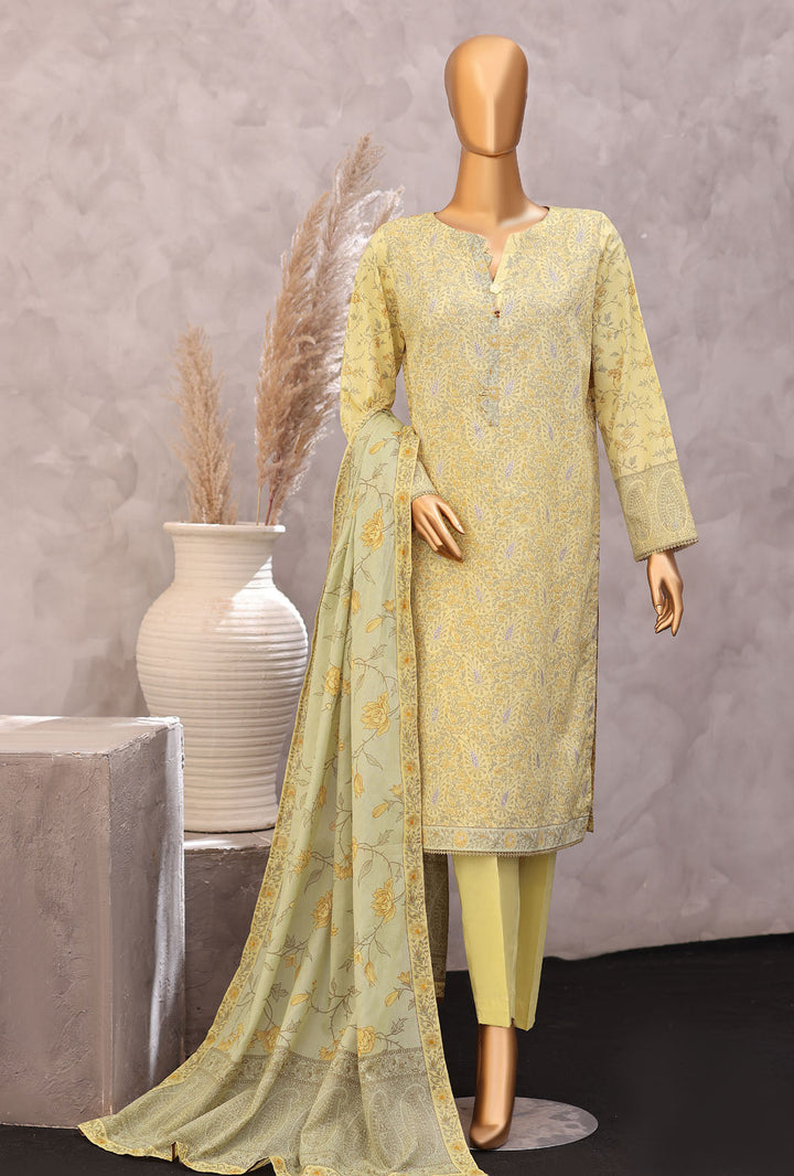 Exclusive by HZ Textiles Unstitched Printed Lawn 3 Piece Suit EPC-7058 - Casual Collection