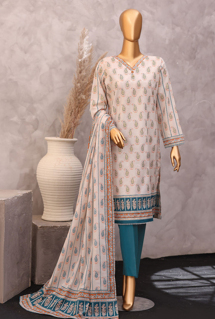 Exclusive by HZ Textiles Unstitched Printed Lawn 3 Piece Suit EPC-7061 - Casual Collection