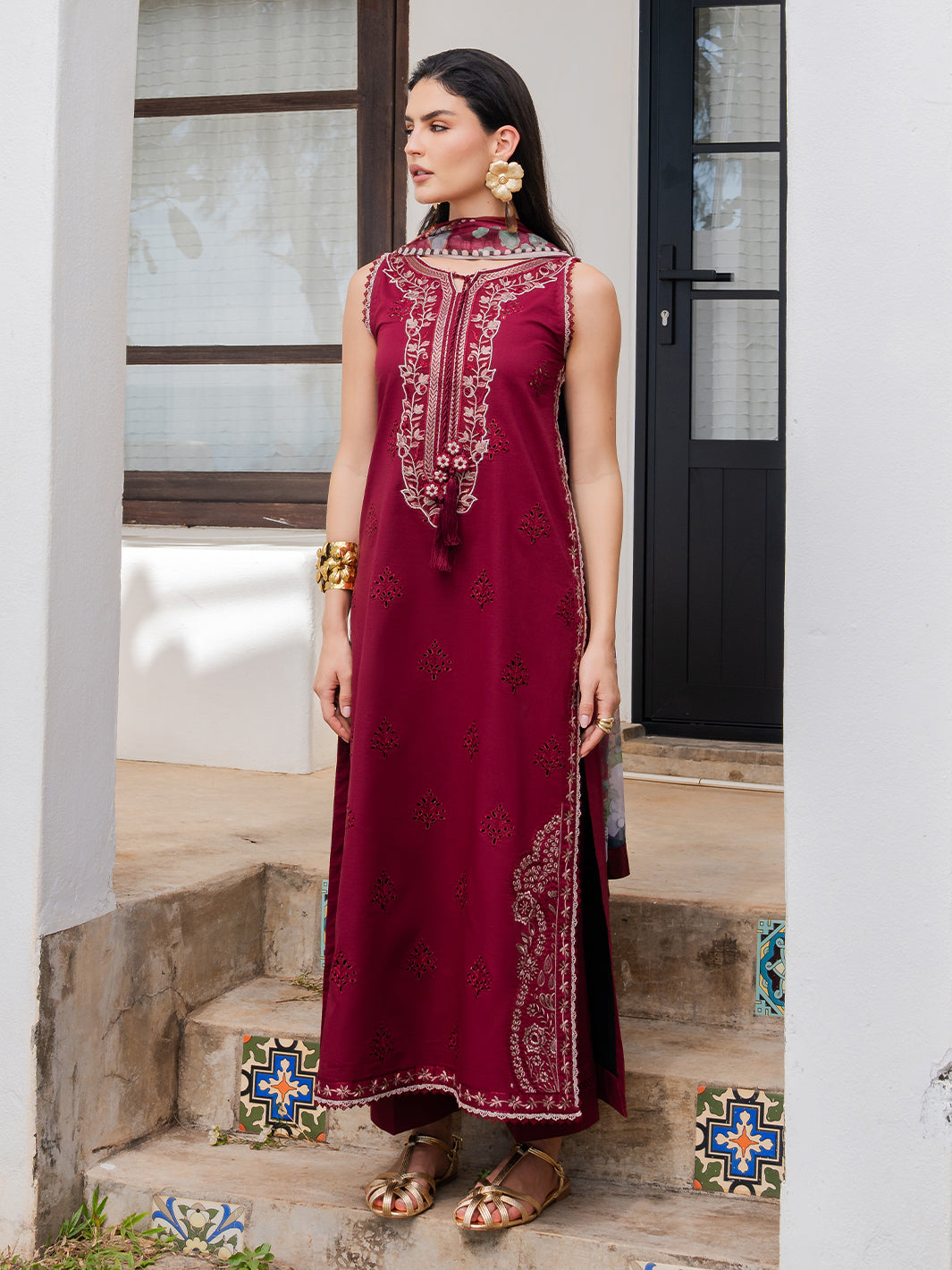 Dareen by Izel Unstitched Embroidered Lawn 3 Piece Suit Eshaal - Eid Collection