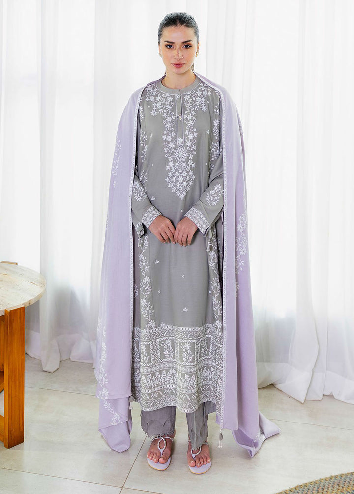 Cross Stitch Embroidered Cotton Satin Suits Unstitched 3 Piece CS25SU Ethereal Veil - Winter Collection