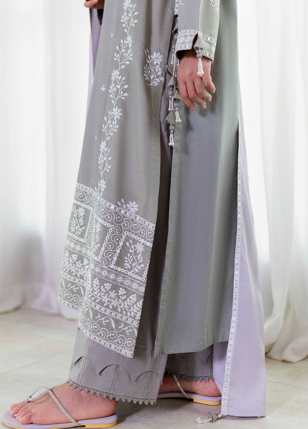 Cross Stitch Embroidered Cotton Satin Suits Unstitched 3 Piece CS25SU Ethereal Veil - Winter Collection