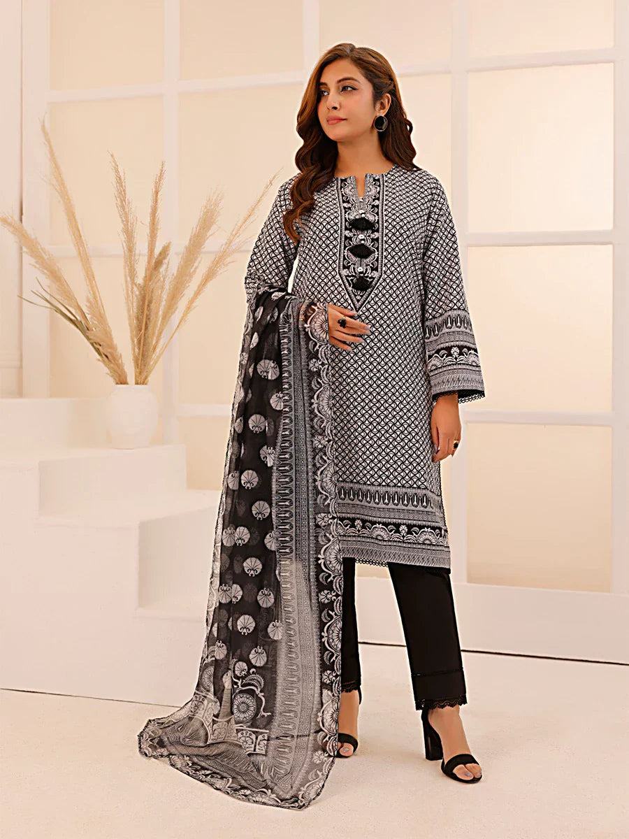 Salitex Women Printed Silk 3 Piece Suit WRS3BA24AL116 - Winter Collection