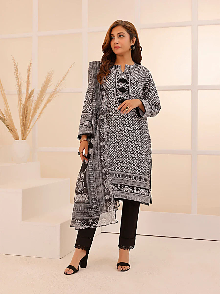 Salitex Women Printed Silk 3 Piece Suit WRS3BA24AL116 - Winter Collection