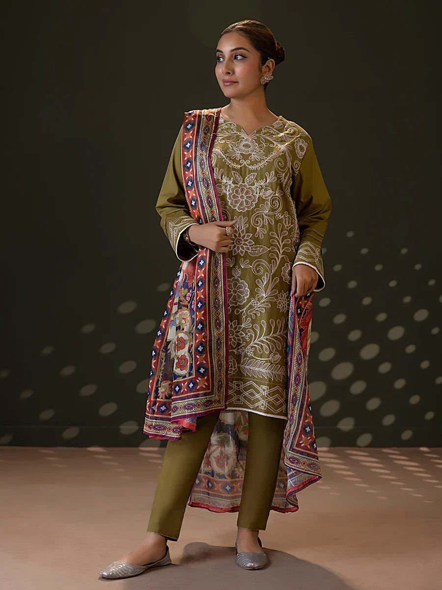 Salitex Women Embroidered Cambric 3 Piece Suit WRS3BA24AL34 - Winter Collection