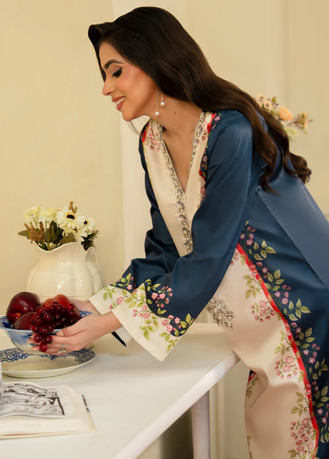 Celeste by Imrozia Pret Hand work Shamooz Silk 3 Piece SP-106 Eclipse