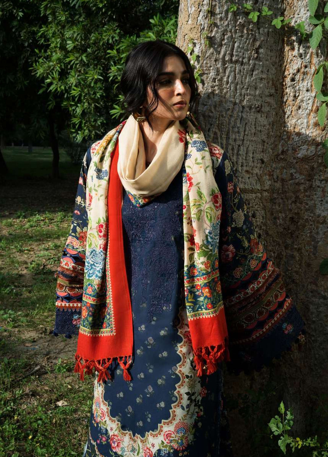 Wilderness by Elaf Unstitched Printed Marina Twill 3 Piece Suit EL26UW Astra EWR-6B - Winter Collection