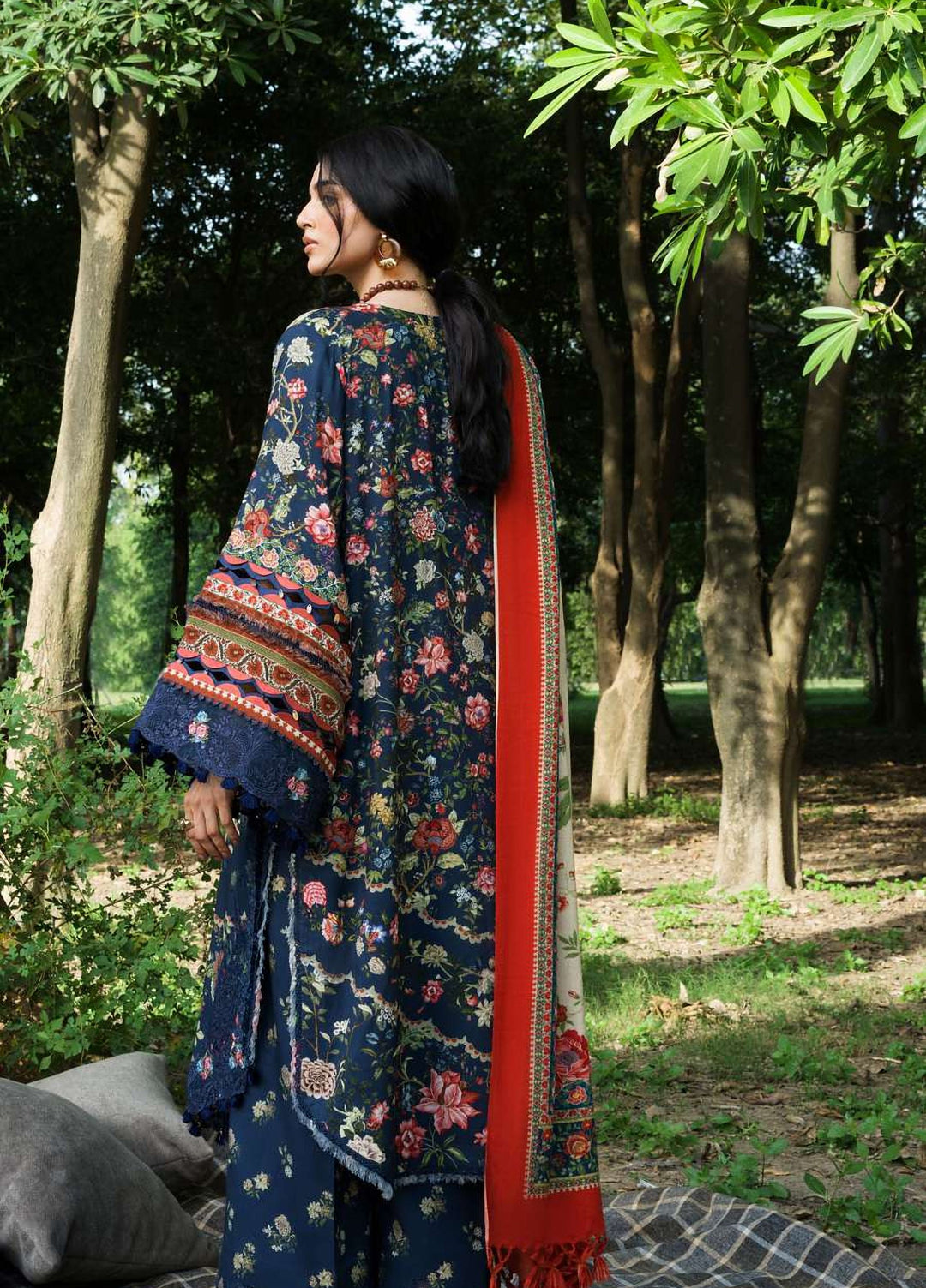 Wilderness by Elaf Unstitched Printed Marina Twill 3 Piece Suit EL26UW Astra EWR-6B - Winter Collection