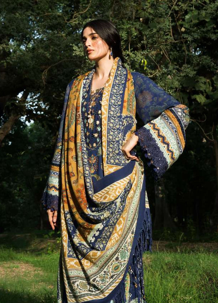Wilderness by Elaf Unstitched Printed Marina 3 Piece Suit EL26UW Wilderness EWR-3A Blues - Winter Collection