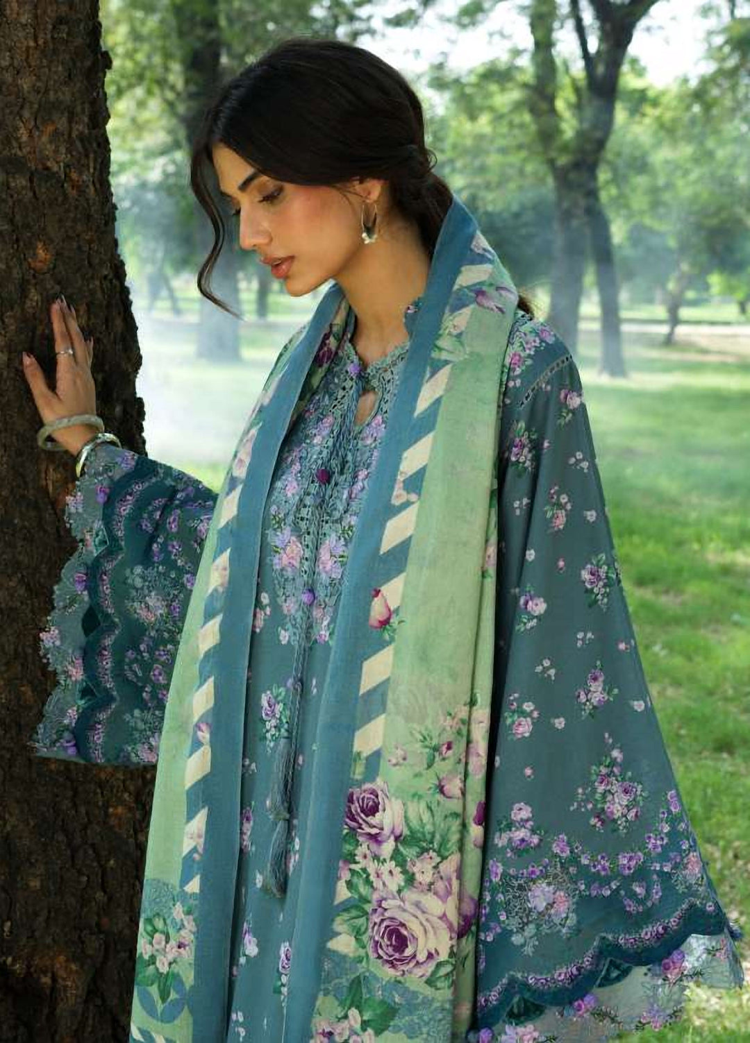 Wilderness by Elaf Unstitched Printed Khaddar 3 Piece Suit EL26UW Wilderness EWR-4B Cineraria - Winter Collection