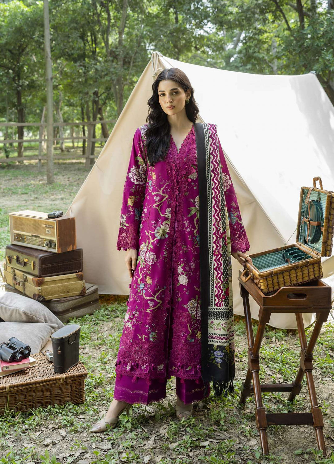 Wilderness by Elaf Unstitched Printed Khaddar 3 Piece Suit EL26UW Mulberry EWR-7B - Winter Collection
