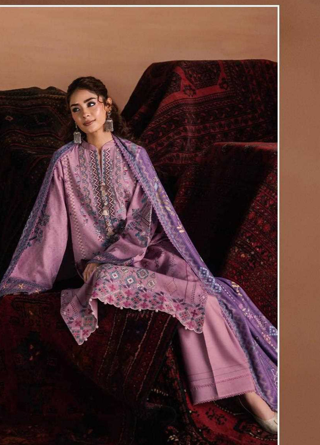 One Nation by Florent Unstitched Embroidered Viscose 3 Piece Suit FL26UON Elara - Casual Collection