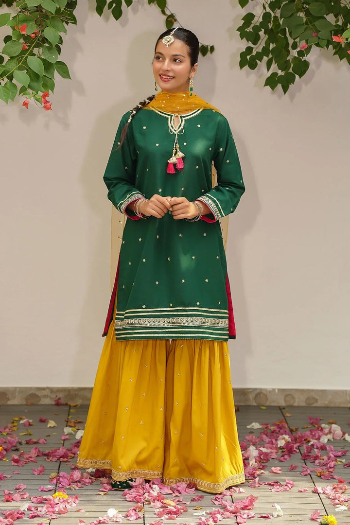 Ochre RTW Embroidered Girls 3 Piece Silk  MHD-11 - Winter Collection