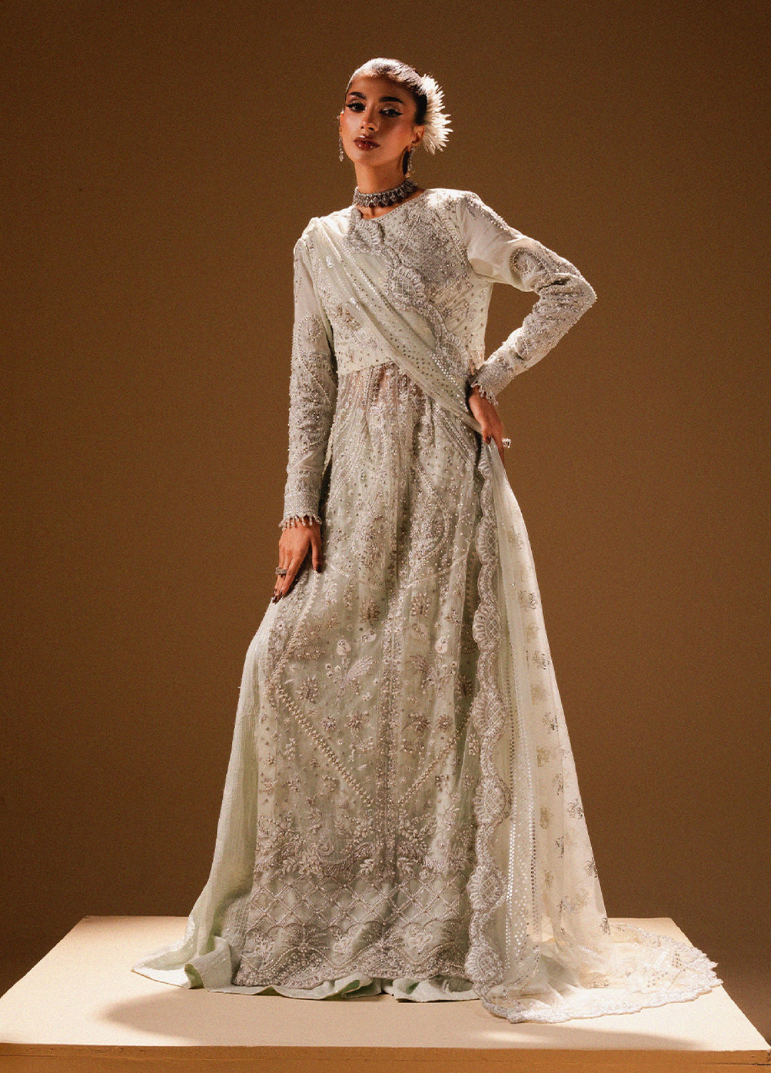 Afsanay by Zariya Luxury Embroidered Unstitched Chiffon 3 Piece Suits ZRY25LF D1 ZB50035 - Festive Collection