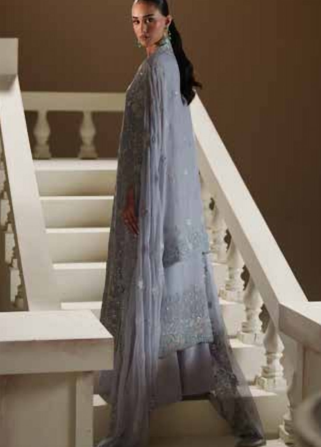 Modern Heirloom by Emaan Adeel Unstitched Embroidered Chiffon 3 Piece Suit EA26UMH Blue Verse - Festive Collection