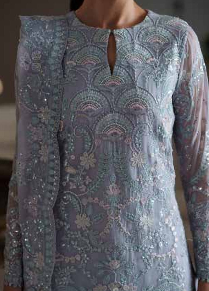Modern Heirloom by Emaan Adeel Unstitched Embroidered Chiffon 3 Piece Suit EA26UMH Blue Verse - Festive Collection
