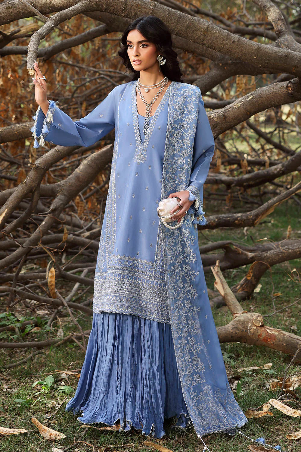 Gul Ahmed Unstitched Luxury Embroidered Silk 3 Piece Suit GA26UGL LE-62003 - Festive Collection