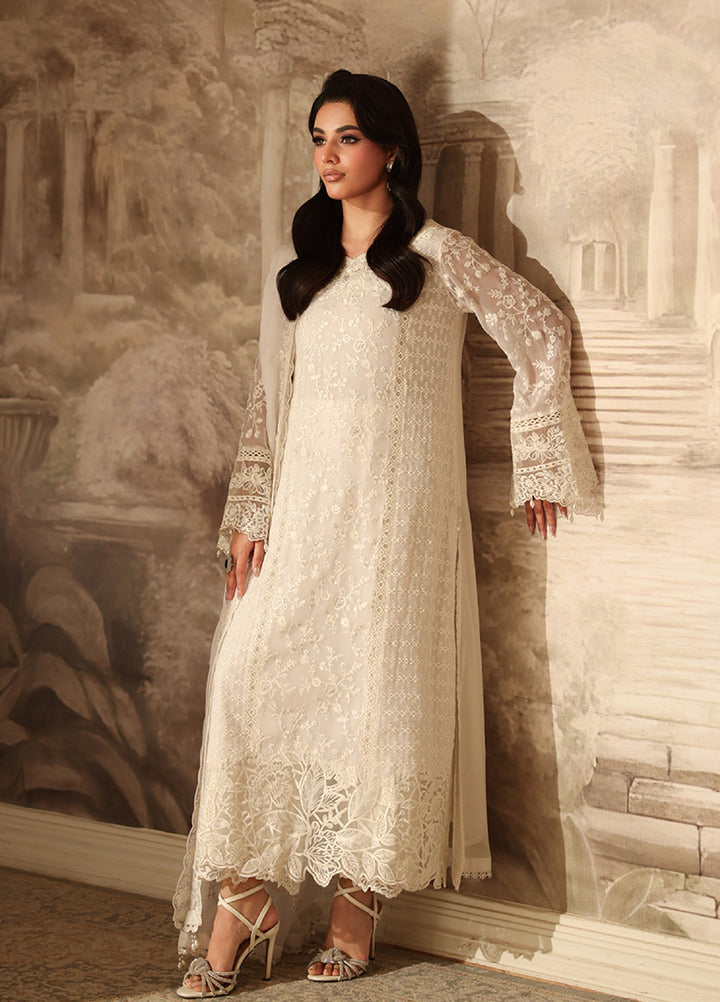 Ensembles by Azure Embroidered Unstitched Chiffon Suits 3 Piece AZU25EU ES-112 Pearl Whisper - Festive Collection