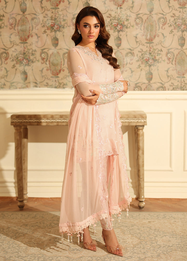 Ensembles by Azure Embroidered Unstitched Chiffon Suits 3 Piece AZU25EU ES-113 Silken Rose - Festive Collection