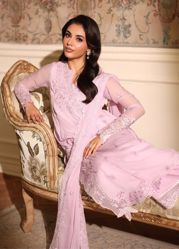 Ensembles by Azure Embroidered Unstitched Chiffon Suits 3 Piece AZU25EU ES-114 Orchid Whisper - Festive Collection
