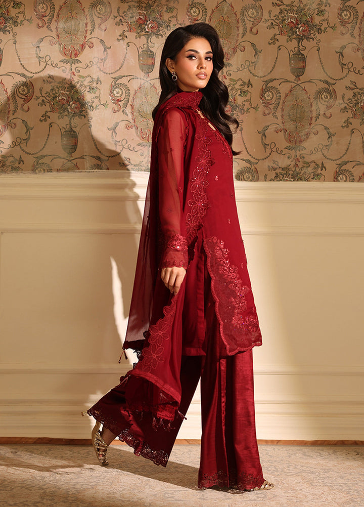 Ensembles by Azure Embroidered Unstitched Chiffon Suits 3 Piece AZU25EU ES-115-2 Cherry Veil - Festive Collection