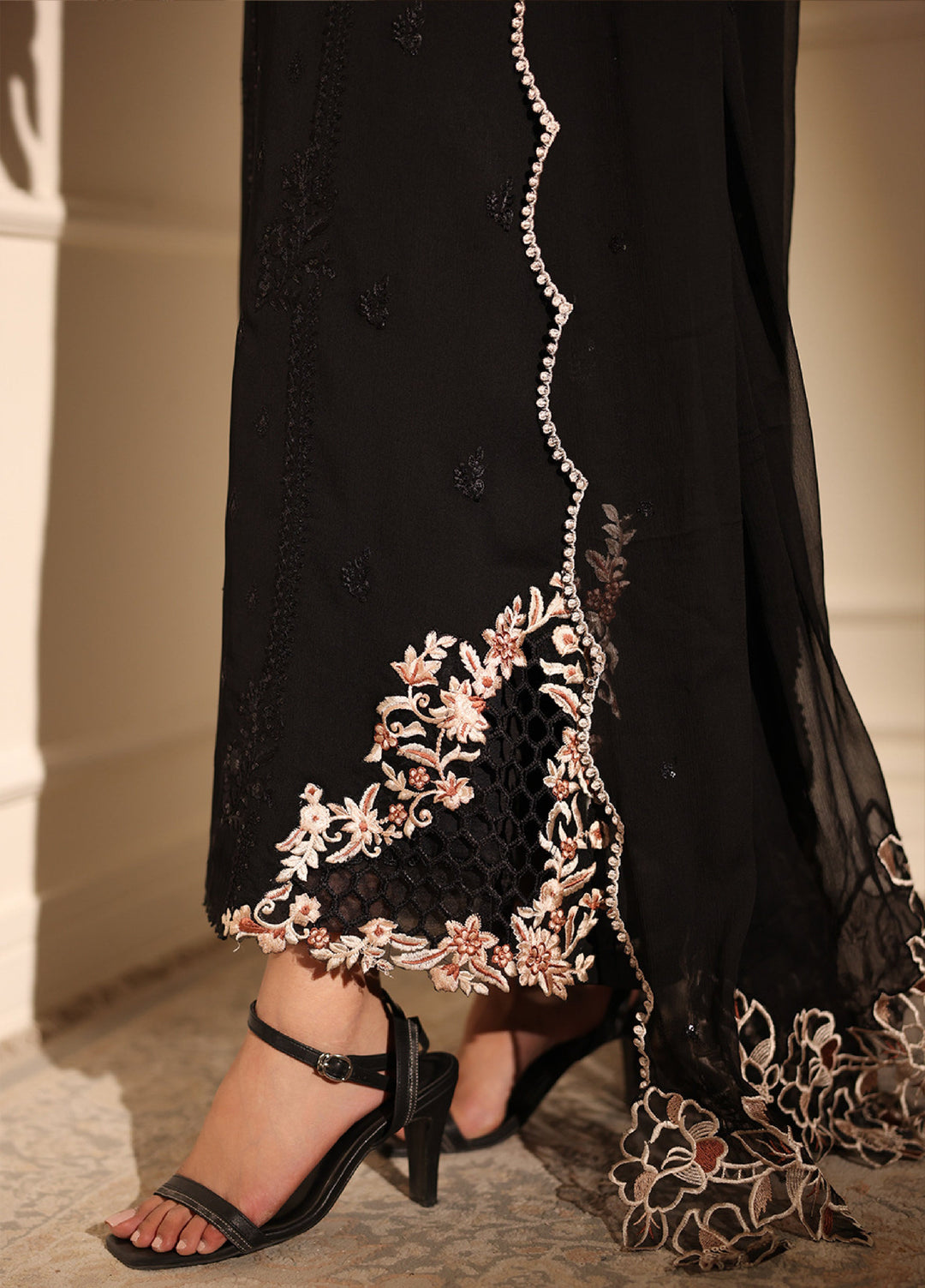 Ensembles by Azure Embroidered Unstitched Chiffon Suits 3 Piece AZU25EU ES-116 Dusken Lace - Festive Collection